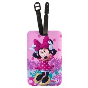 NWT PVC luggage tag Minnie Mouse pink magenta purple